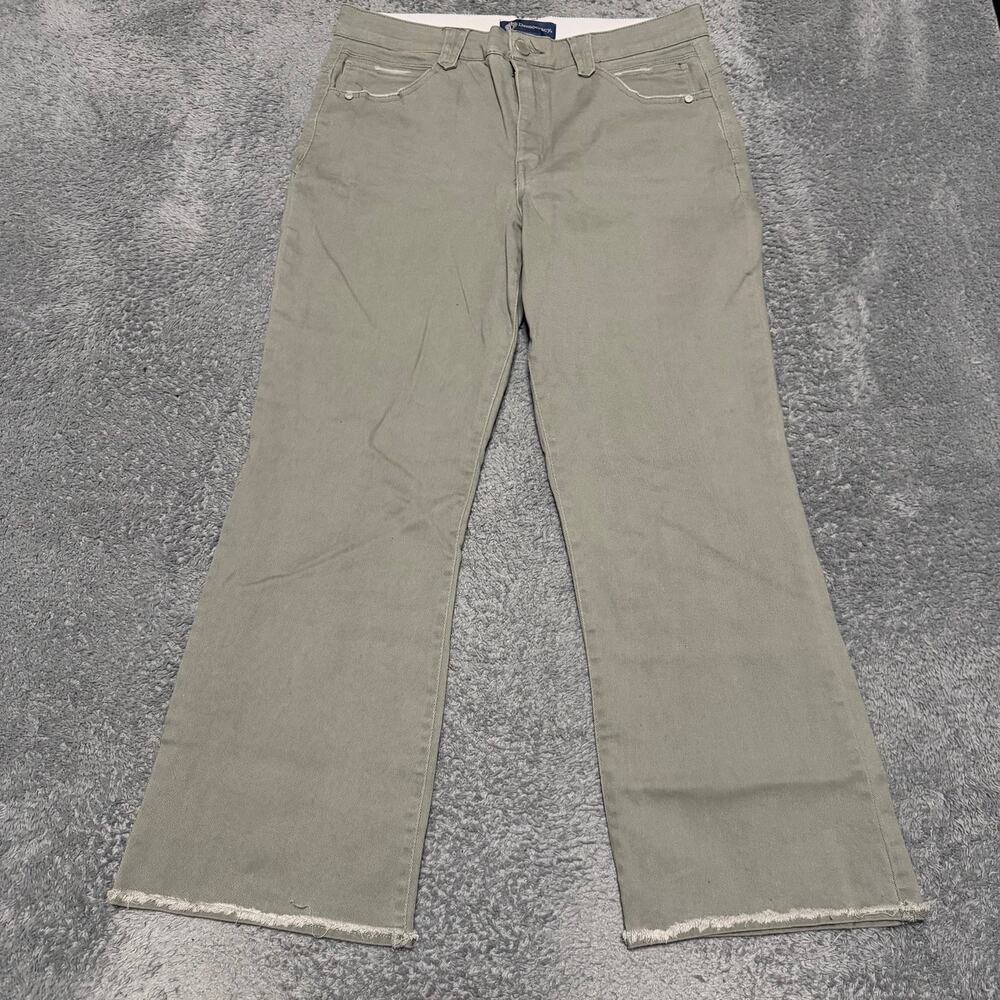 Democracy Pants Womens 12 (34x27) Green Brown Bootcut stretch